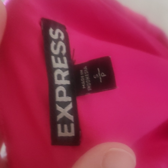 Express s hot pink satin peplum drop sleeve darted bust feminine top - Picture 9 of 11
